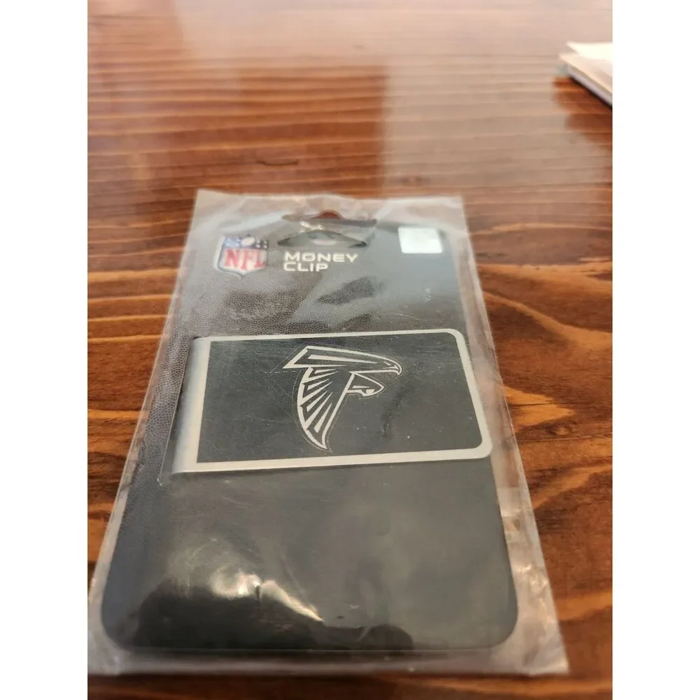 Atlanta Falcons Money Clip Black and Steel Minimalist Wallet NWT NFL Football
